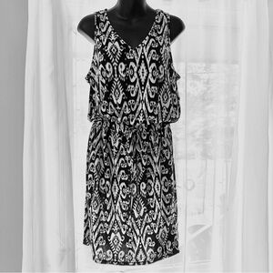 Summer Casual Sleeveless Dress L/G (12/14) Elastic Waist Drawstring Boho Print
